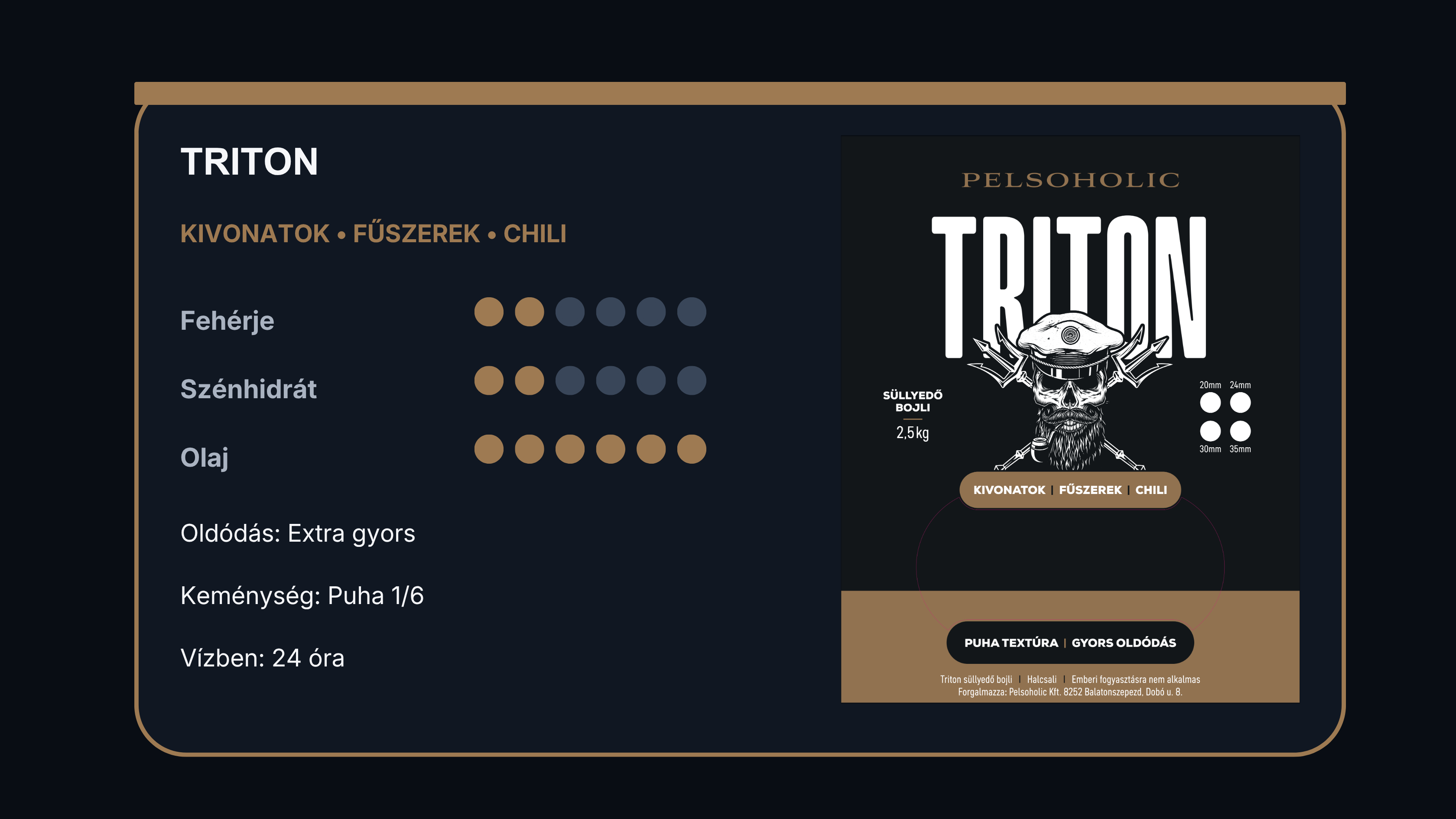 TRITON csalizó bojli 24 mm x 15 mm